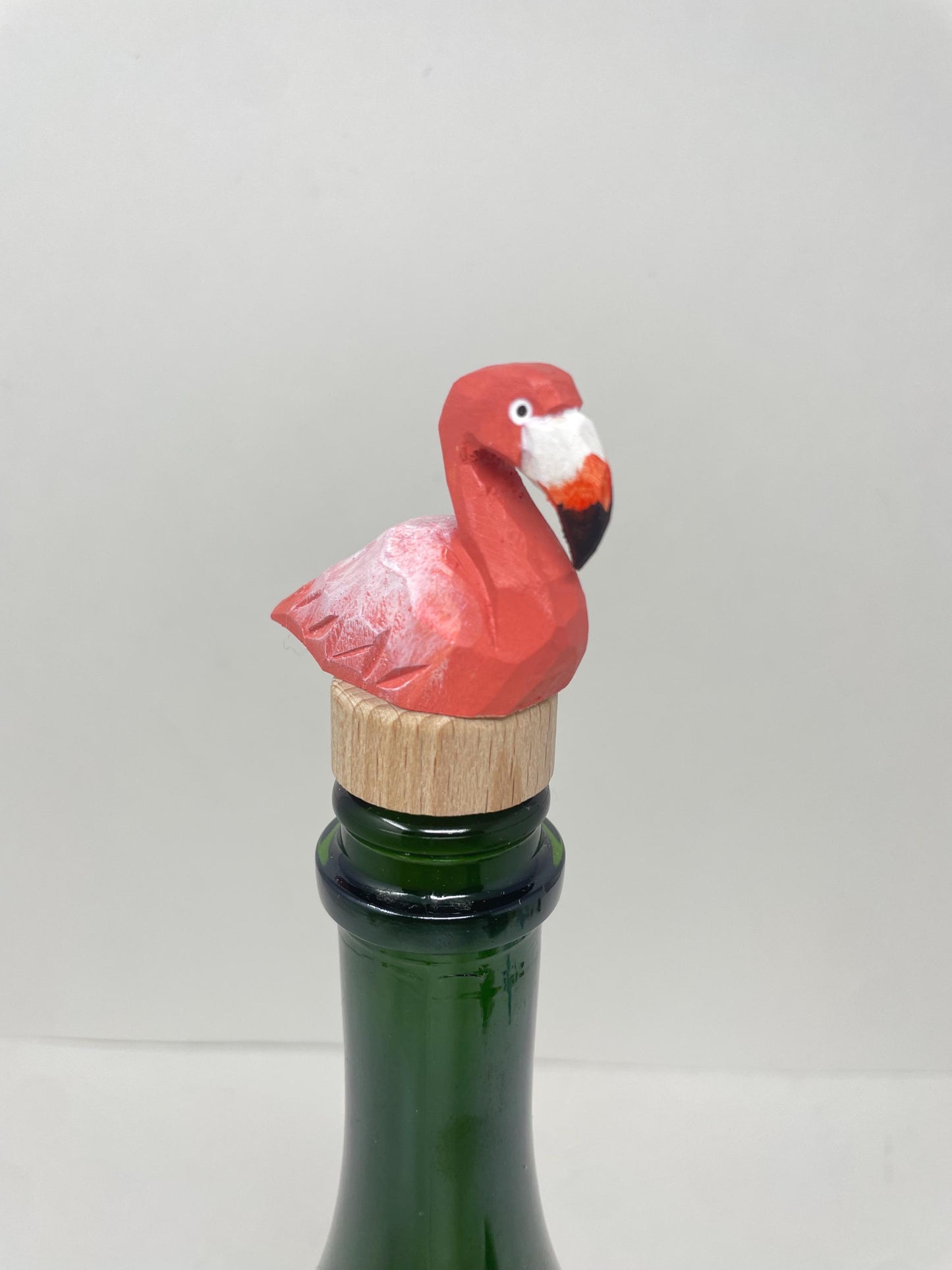 Handmade Pink Flamingo Wine Stopper – Rustic Reusable Bottle Plug