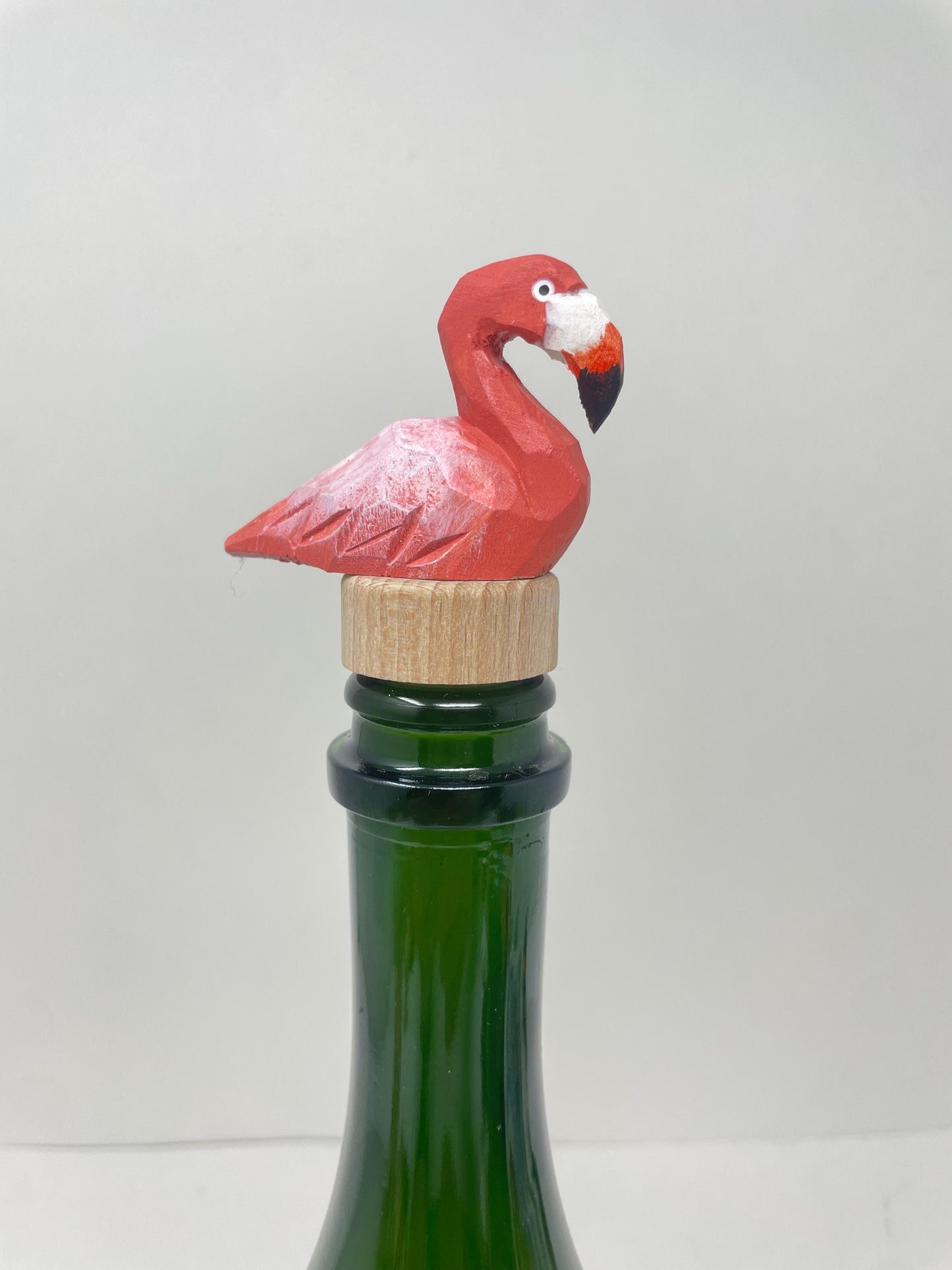 Handmade Pink Flamingo Wine Stopper – Rustic Reusable Bottle Plug