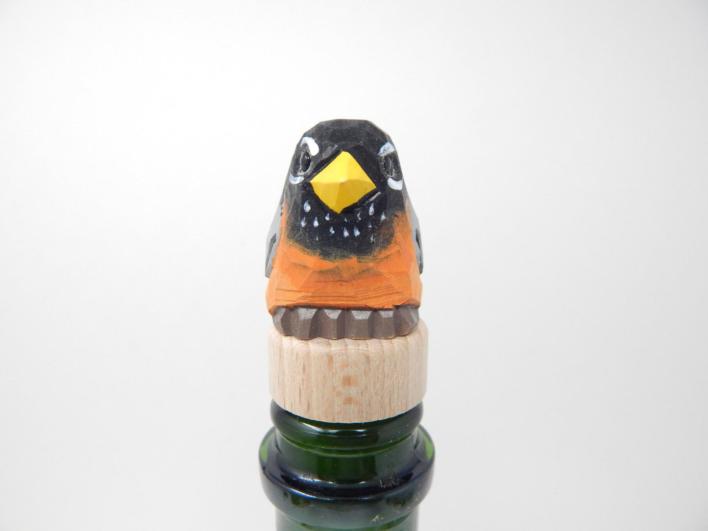Handmade Robin Bird Wine Stopper – Rustic Reusable Bottle Plug
