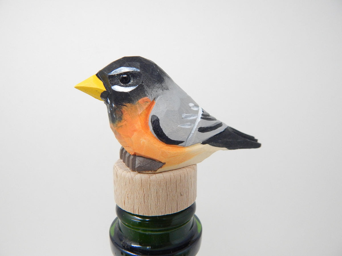 Handmade Robin Bird Wine Stopper – Rustic Reusable Bottle Plug