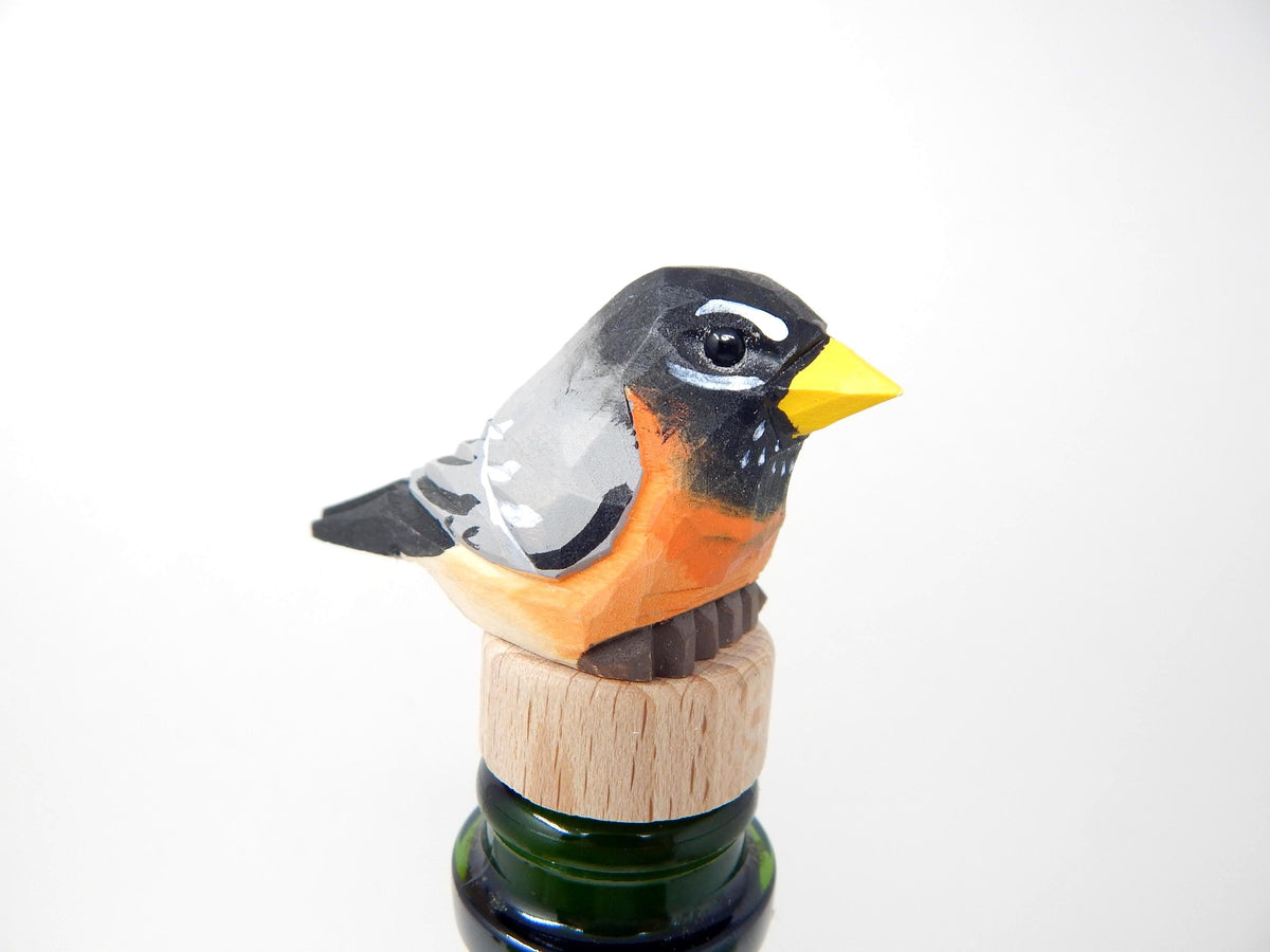 Handmade Robin Bird Wine Stopper – Rustic Reusable Bottle Plug