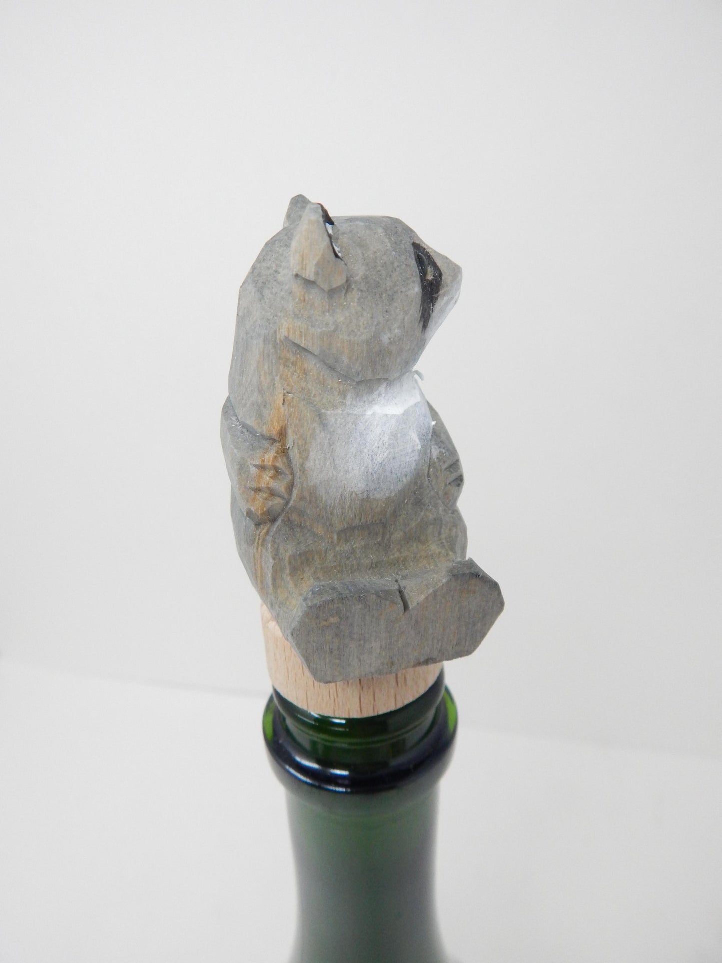 Handmade Raccoon Wine Stopper – Reusable Wooden Bottle Plug Rustic Bar Décor