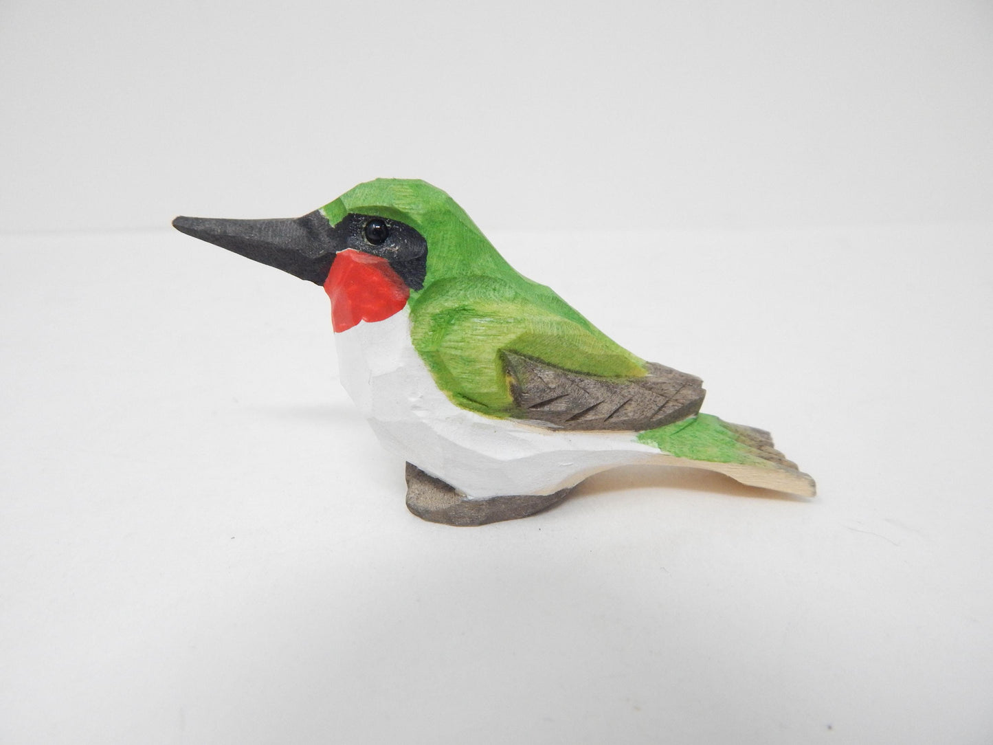 Hummingbird Wooden Figurine Wine Stopper Handmade Art Carved Small Animal Garden Statue