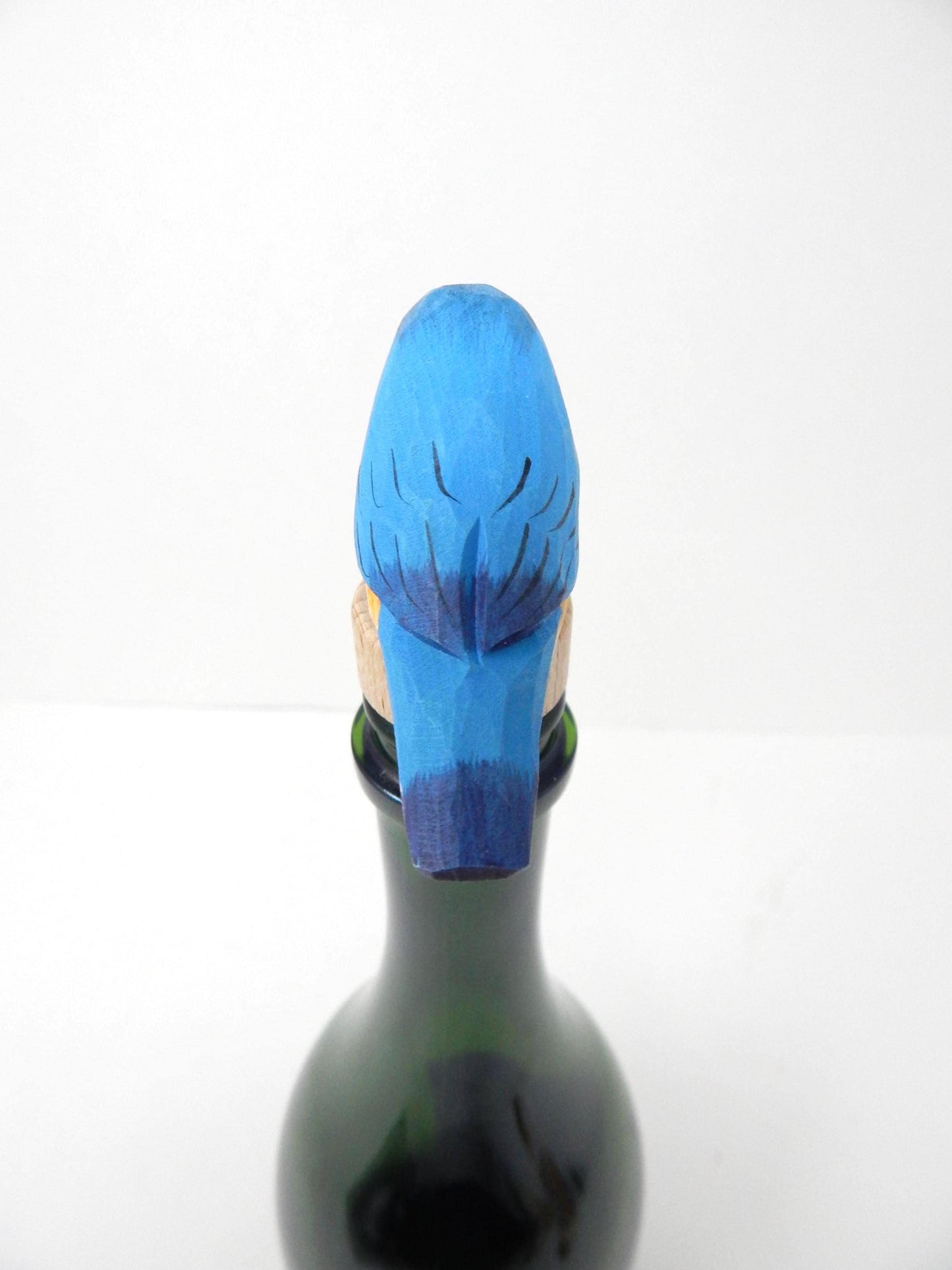 Handmade Eastern Bluebird Wine Stopper – Rustic Reusable Bottle Plug
