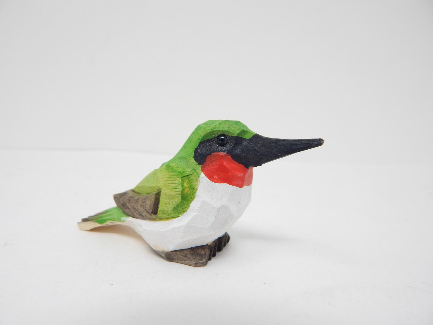 Hummingbird Wooden Figurine Wine Stopper Handmade Art Carved Small Animal Garden Statue