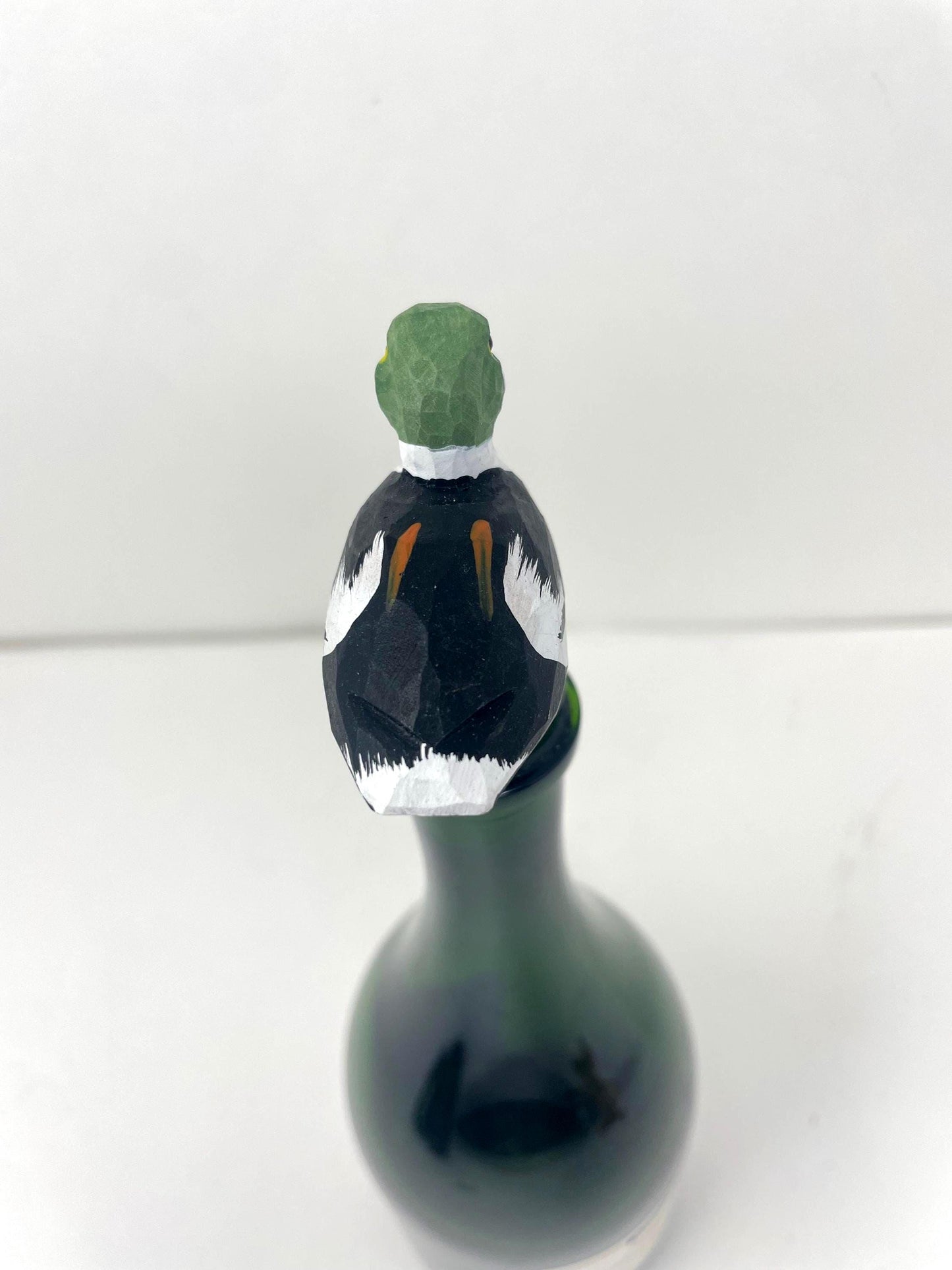 Hand-Carved Wine Stopper – Wooden Goldeneye Duck Bottle Plug