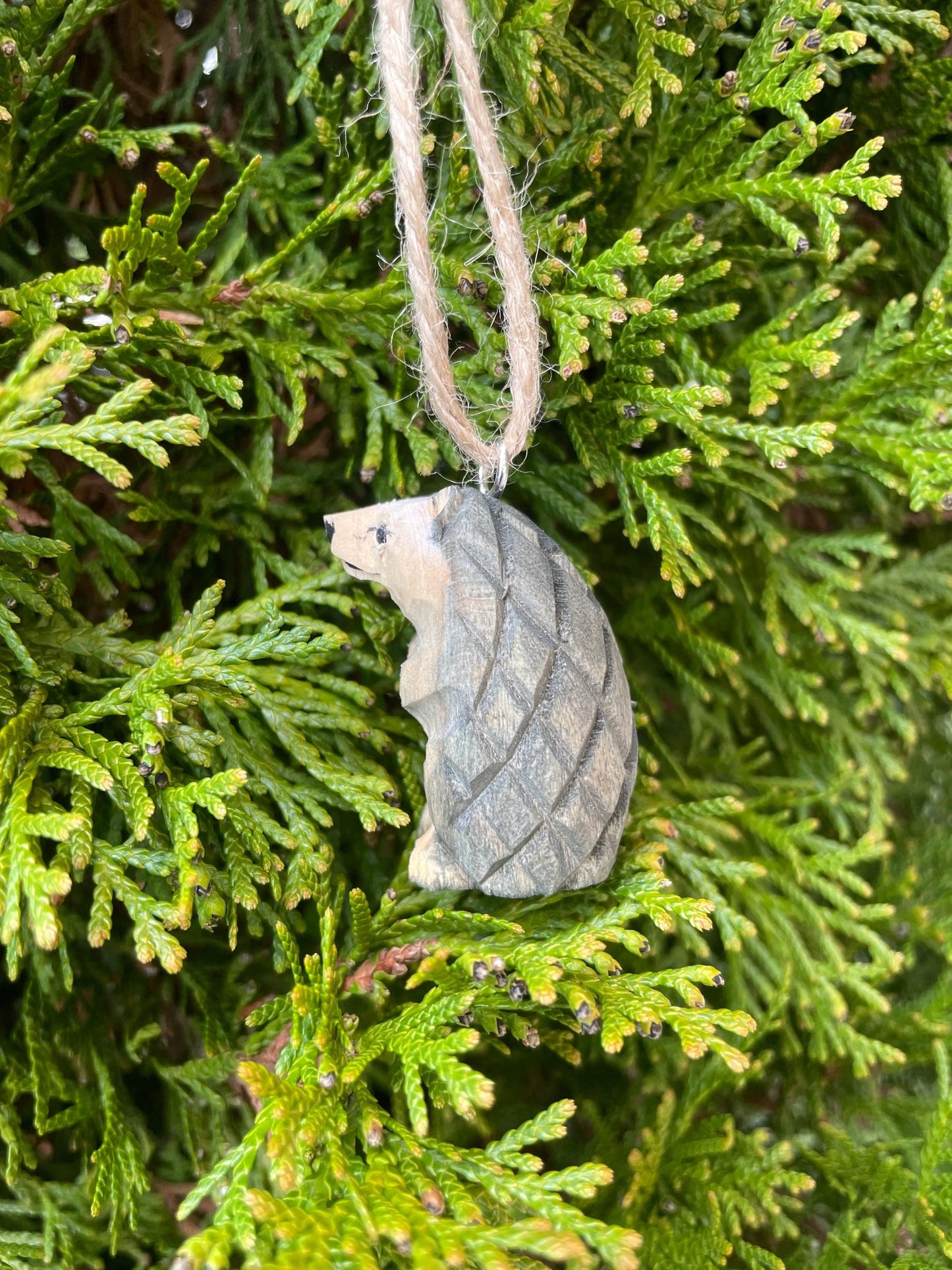 Hedgehog Ornament Handmade Wooden Hanging Décor Rustic Carving Figurine