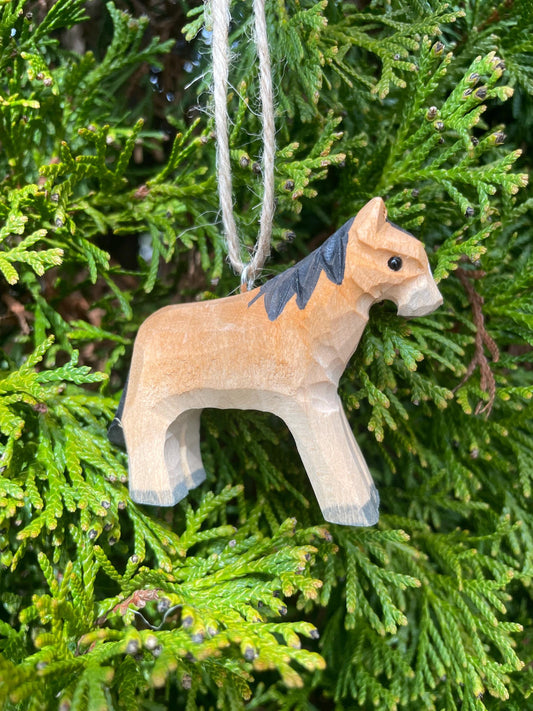 Horse Ornament Handmade Wooden Hanging Décor Rustic Carving Figurine Farm Animal Statue