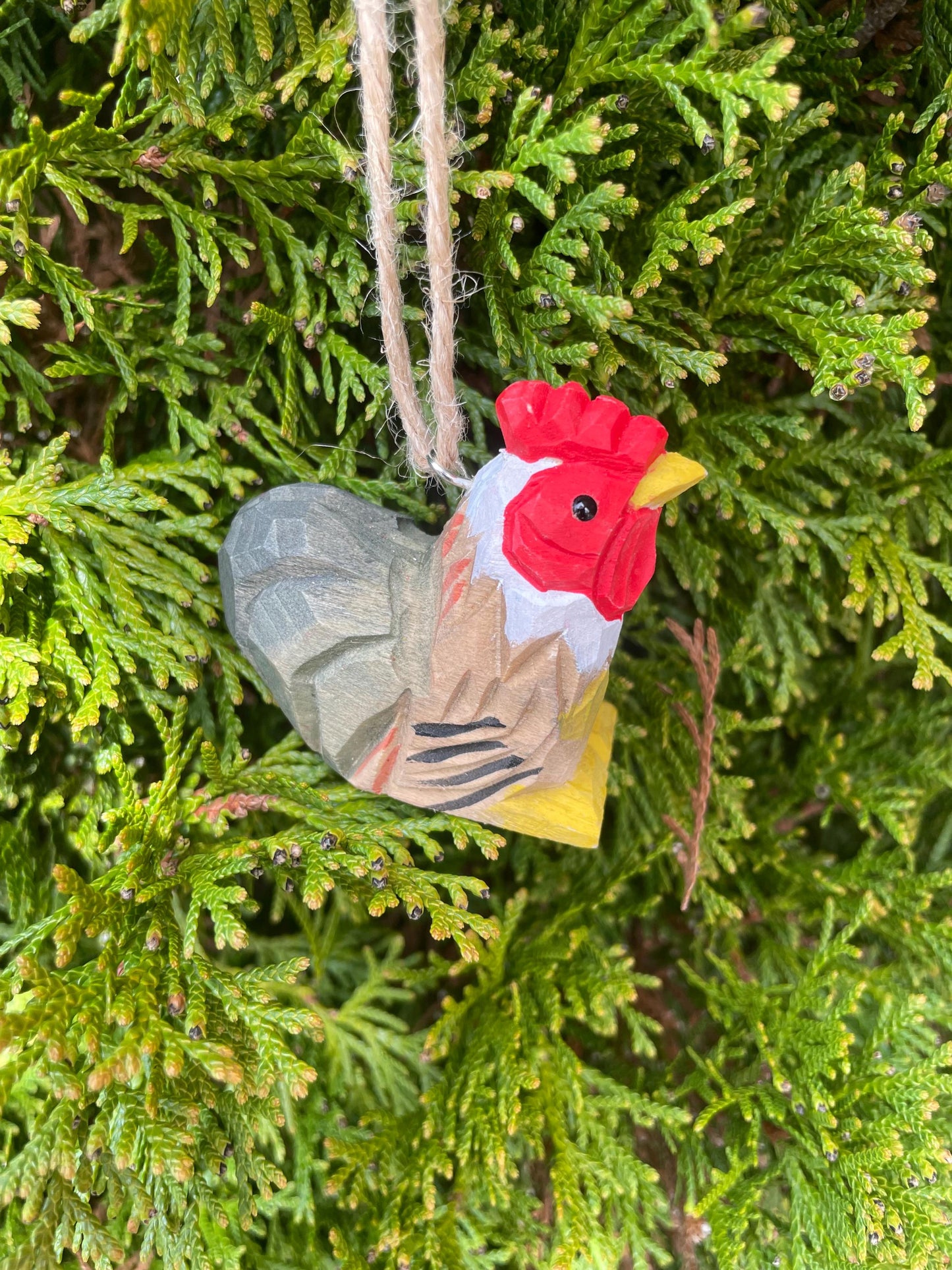 Rooster Ornament Hanging Statue Decoration Farm Barn carved small animals
