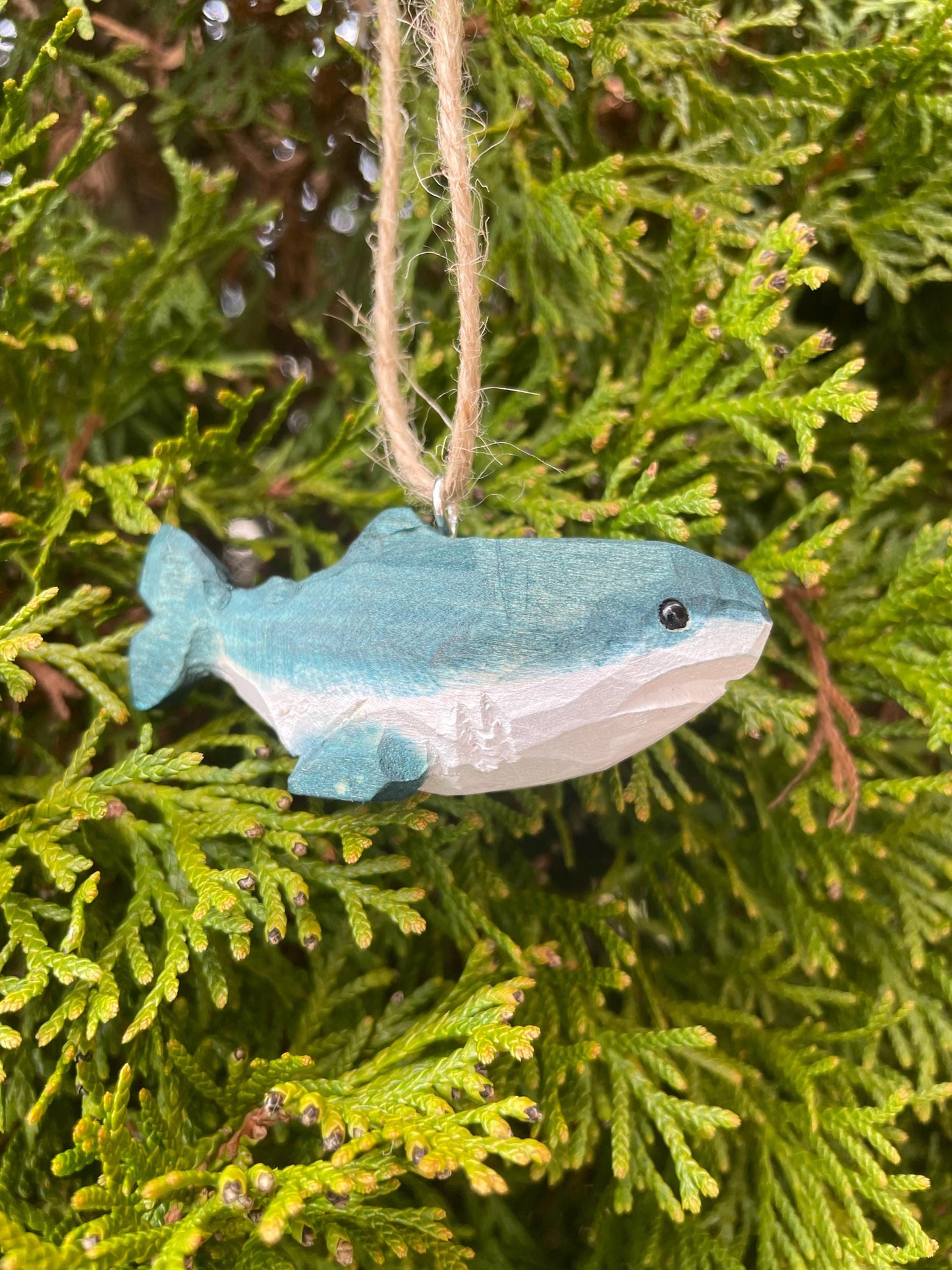 Great White Shark Ornament Hanging Figurine Miniature Sea Animal Decoration Wood Sculpture