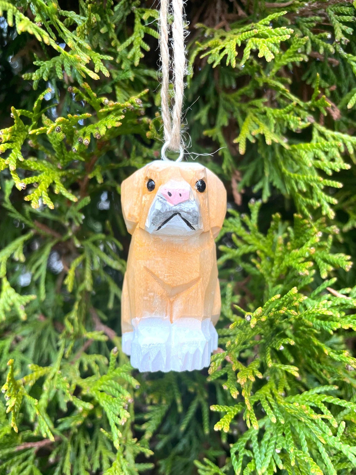 Labrador Retriever Wooden Ornament  Hanging Figurine | Hand Carved Dog Gift