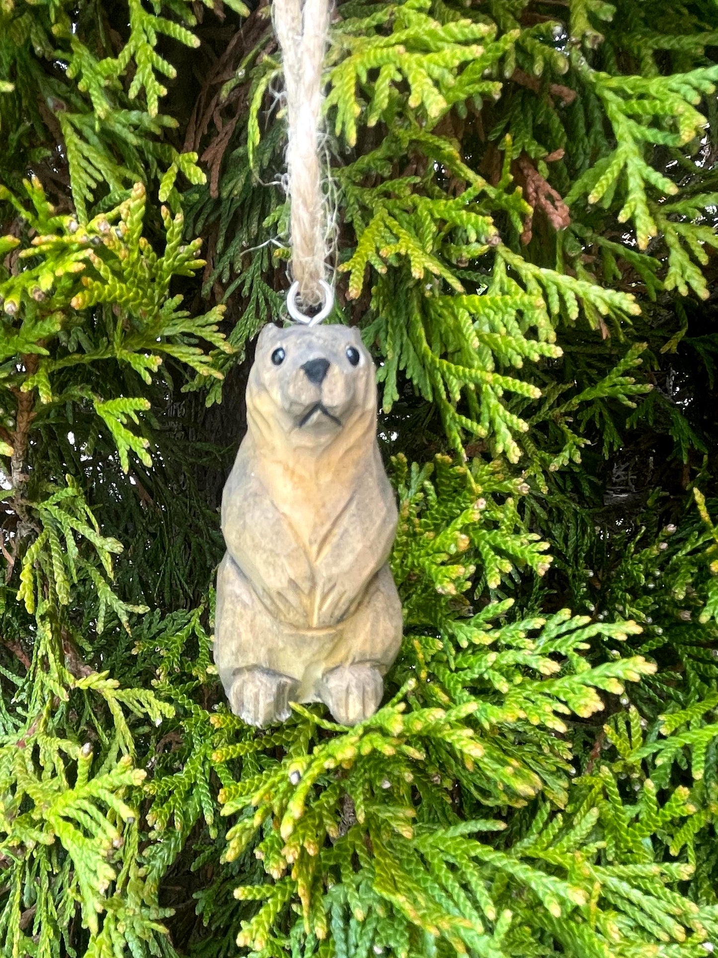 Sea Otter Ornament Wooden Figurine | Hand Carved Marine Animal Gift Décor