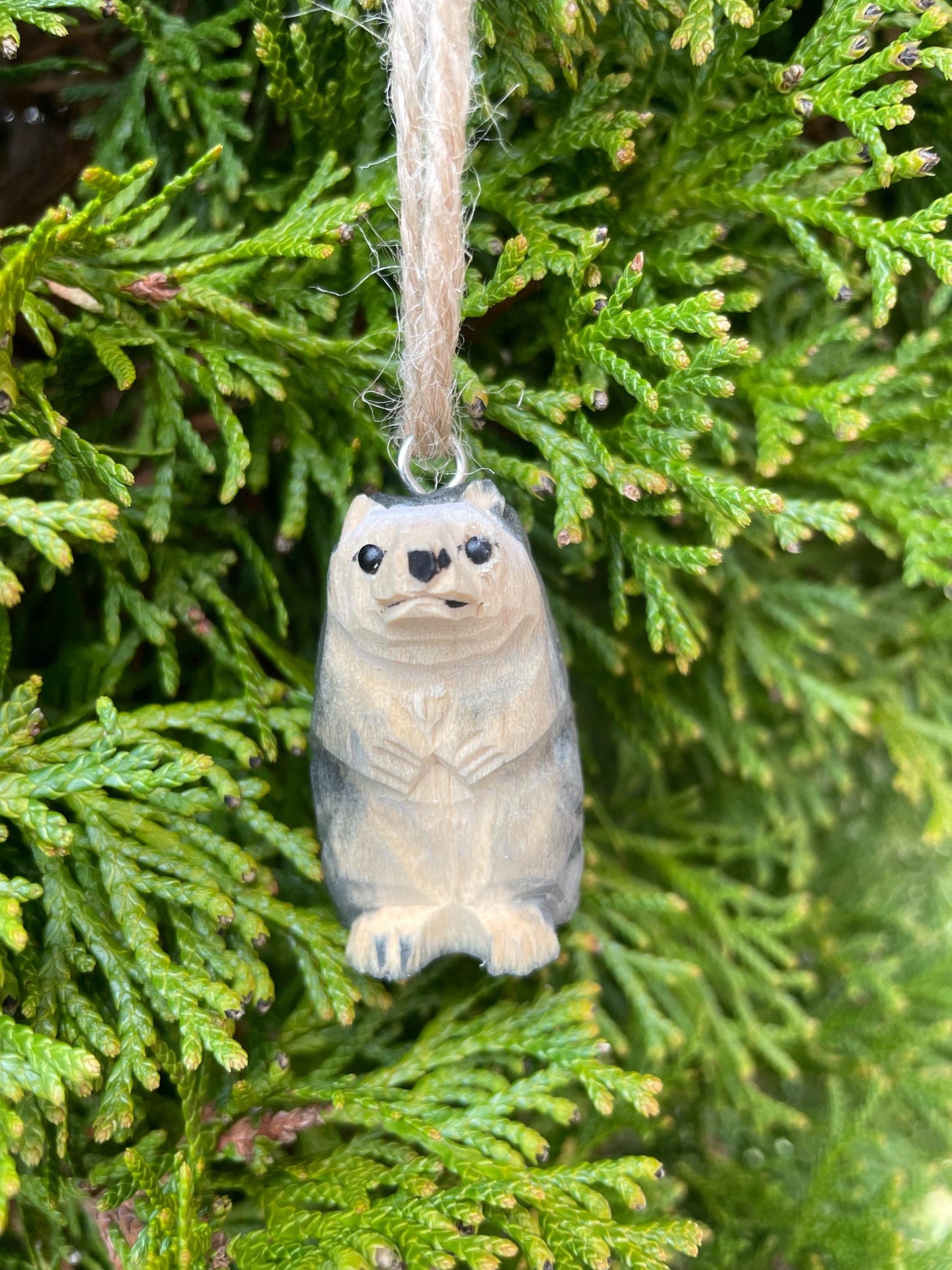 Hedgehog Ornament Handmade Wooden Hanging Décor Rustic Carving Figurine