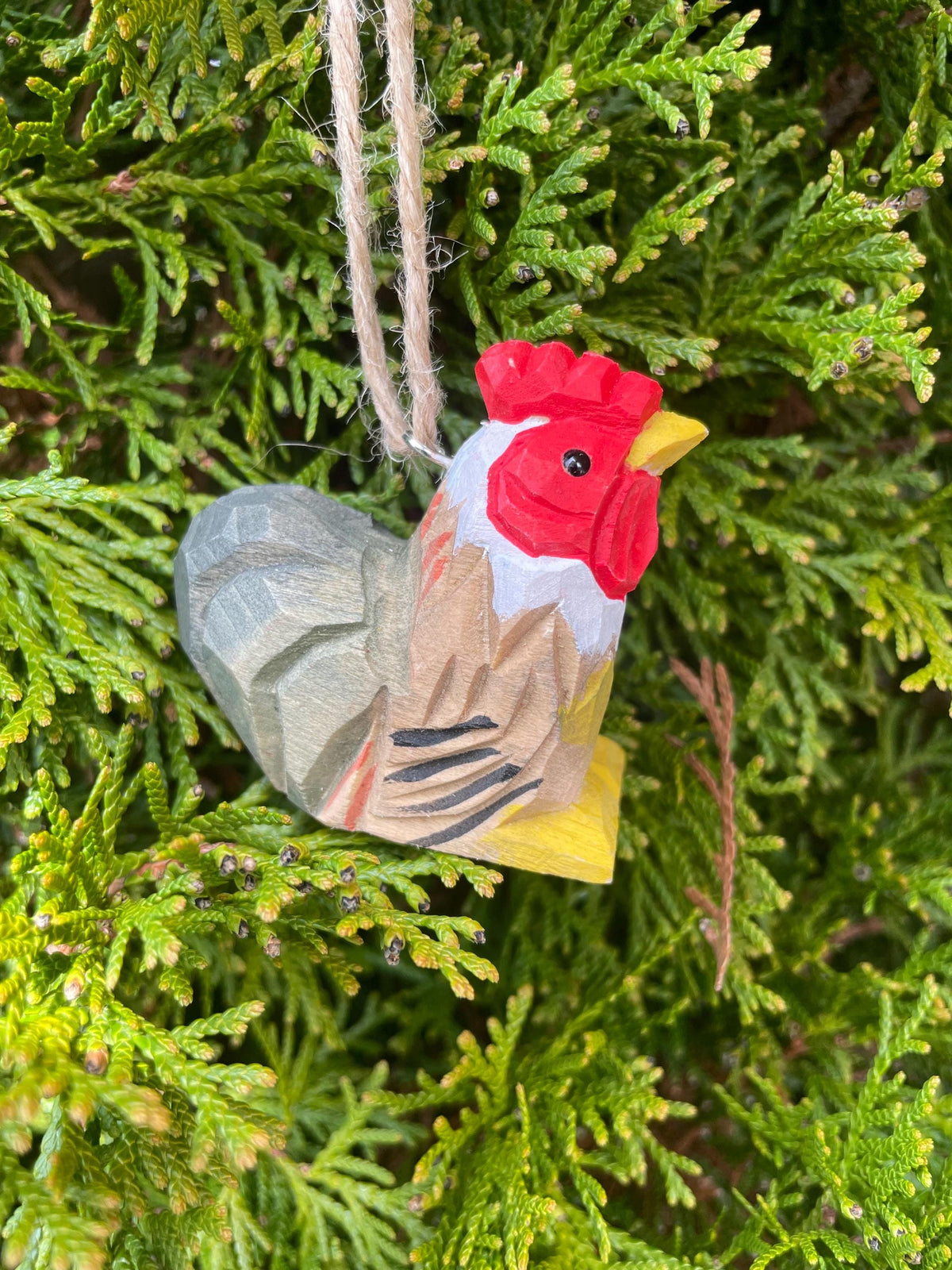 Rooster Ornament Hanging Statue Decoration Farm Barn carved small animals