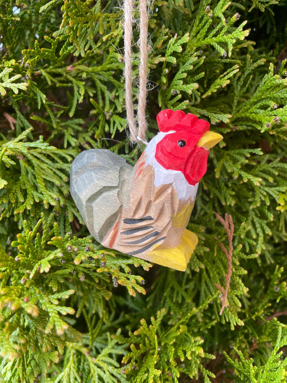 Rooster Ornament Hanging Statue Decoration Farm Barn carved small animals