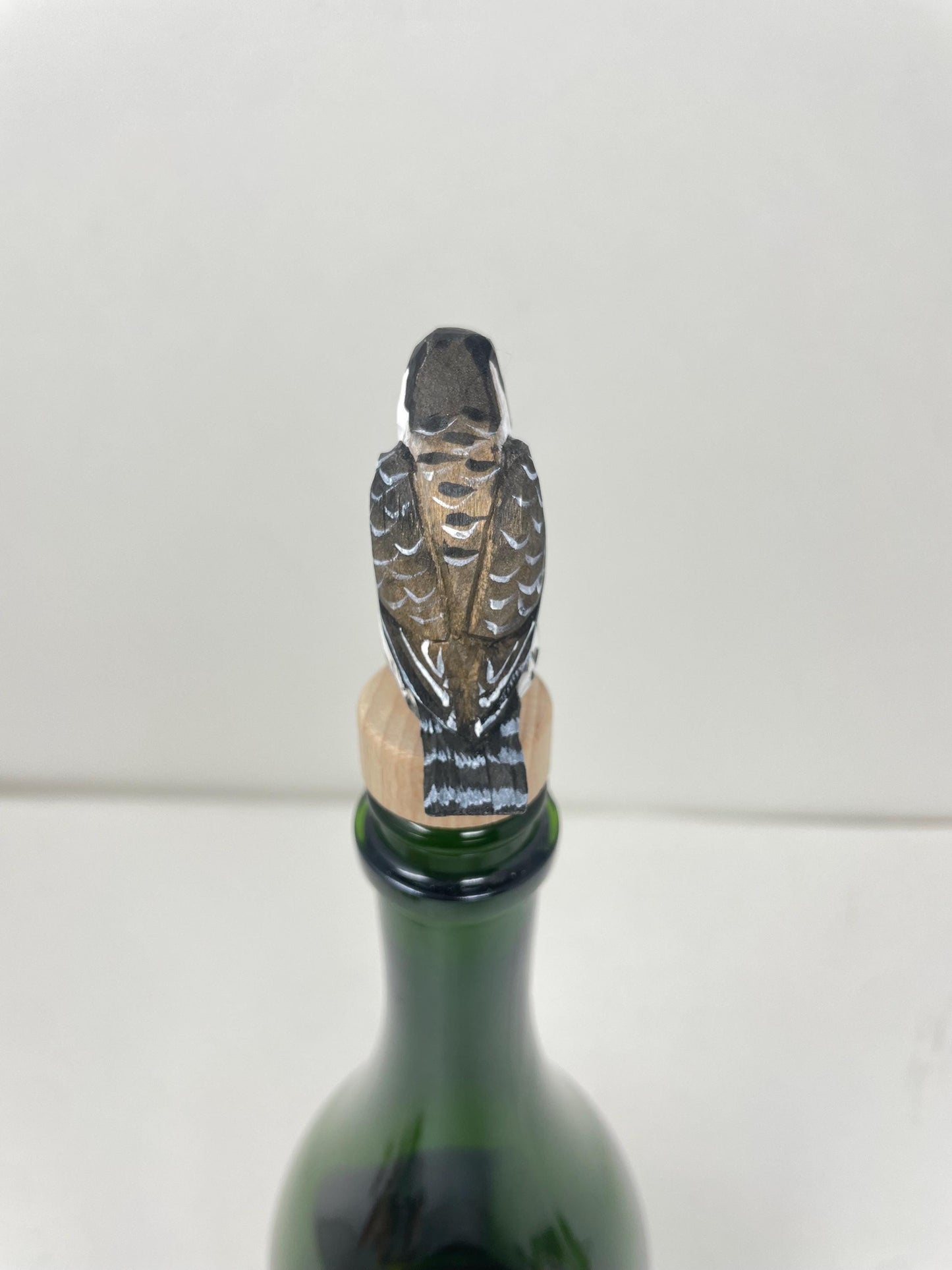 Peregrine Falcon Wine Stopper Rustic Reusable Bottle Plug | Hand Carved Bird Collectible Décor