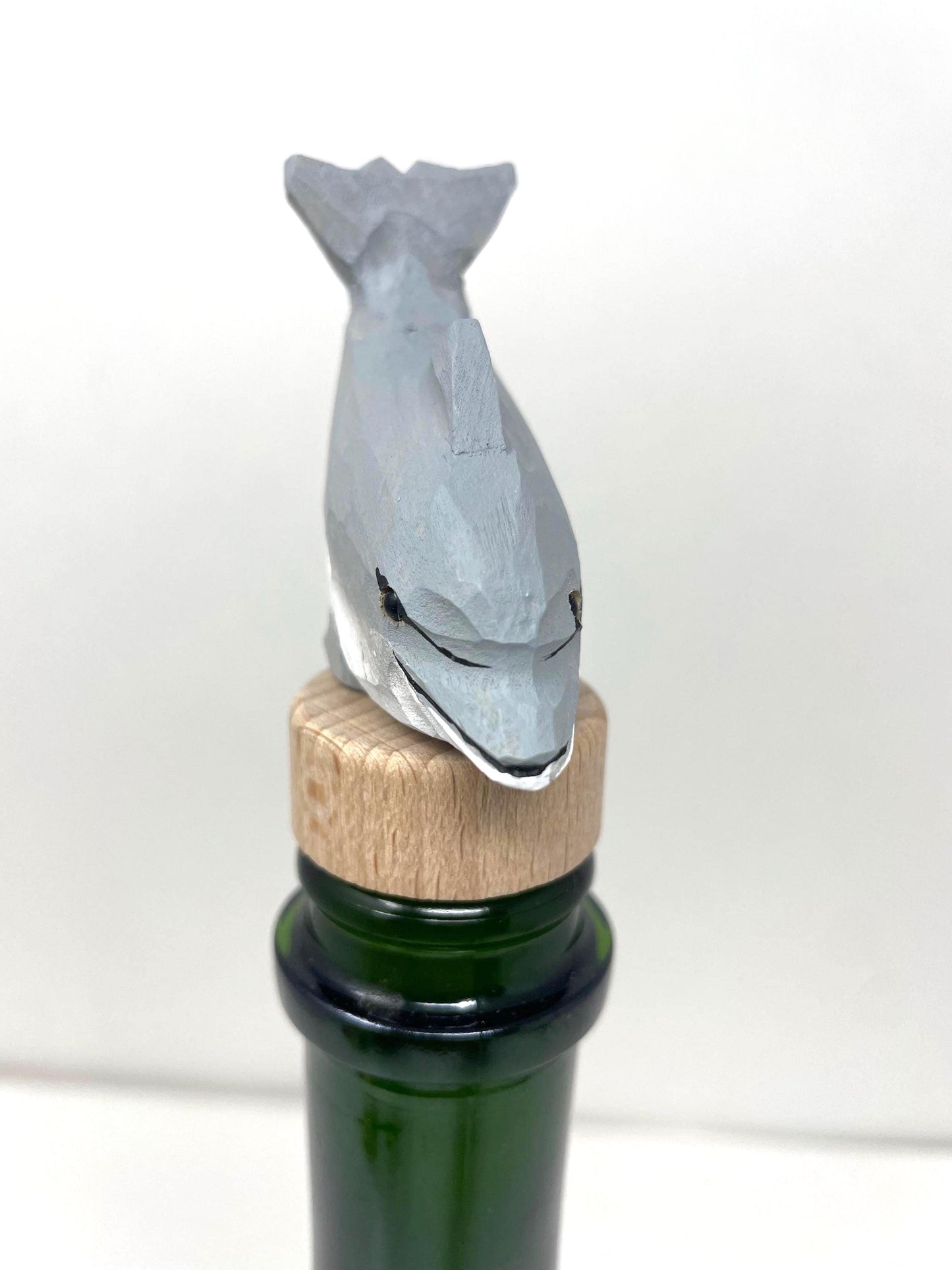 Dolphin Wine Stopper Figurine Statue Miniature Common Bottlenose Gray Sea Animal Decoration Wood Sculpture