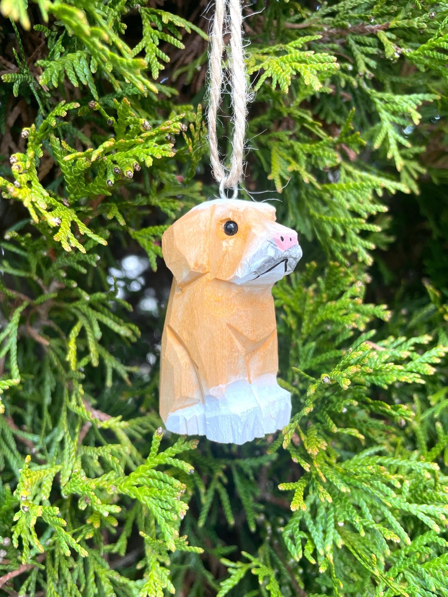 Labrador Retriever Wooden Ornament  Hanging Figurine | Hand Carved Dog Gift