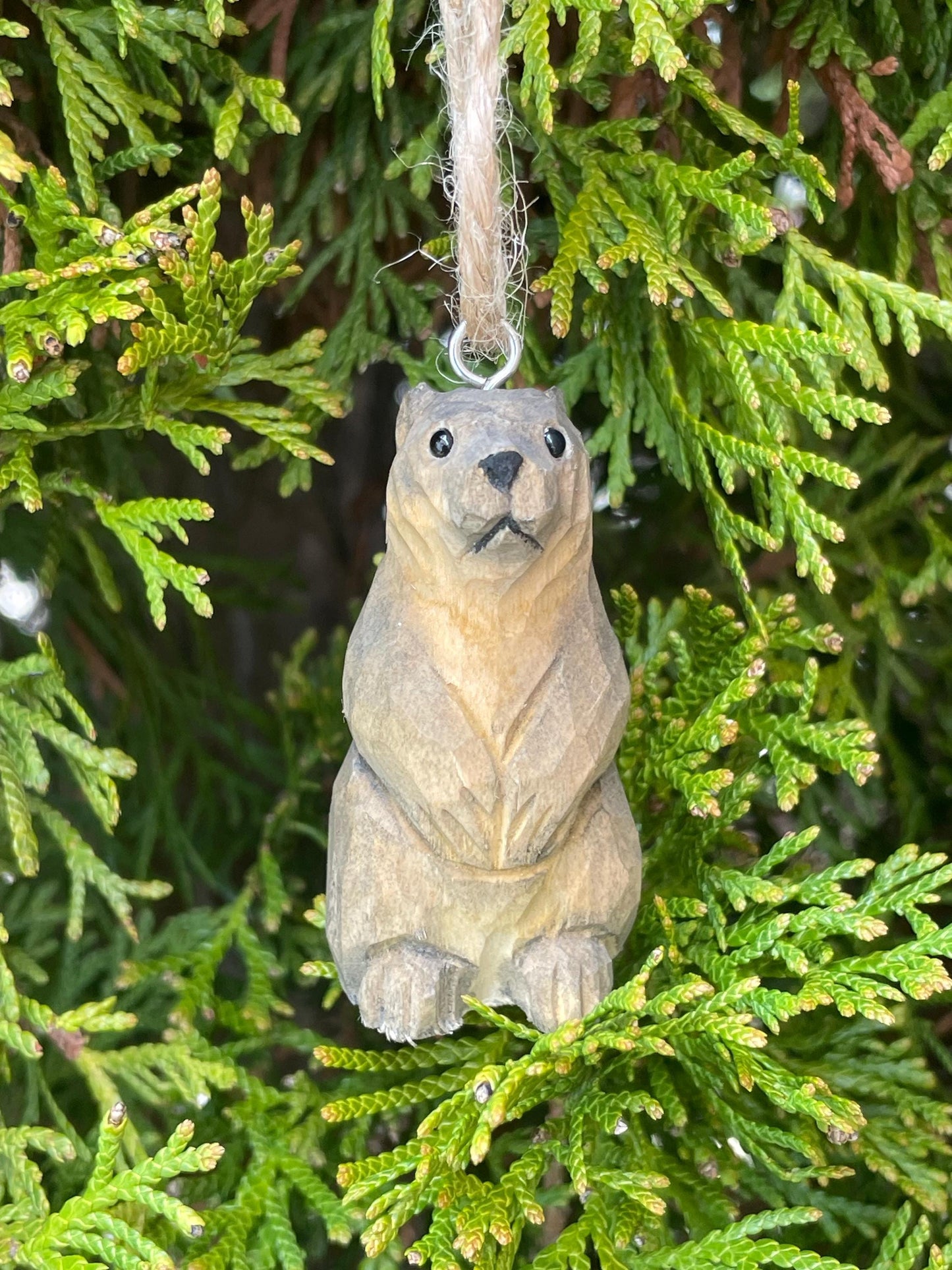 Sea Otter Ornament Wooden Figurine | Hand Carved Marine Animal Gift Décor