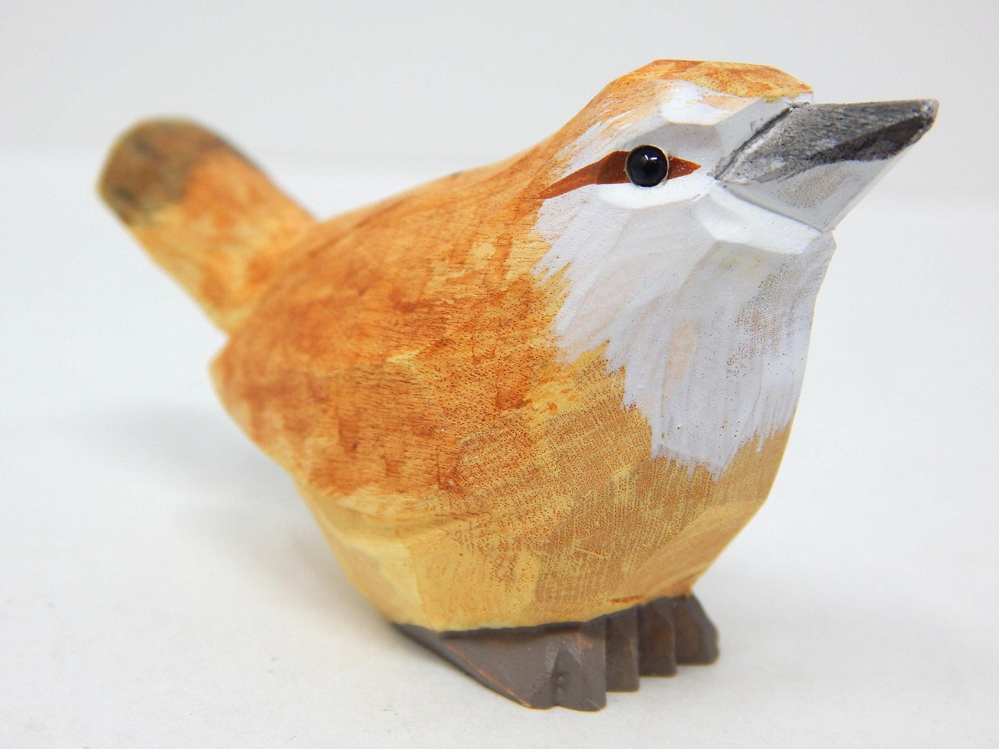 Carolina Wren Wine Stopper Wood Figurine Statue Common Bird Miniature Handmade Art Craft