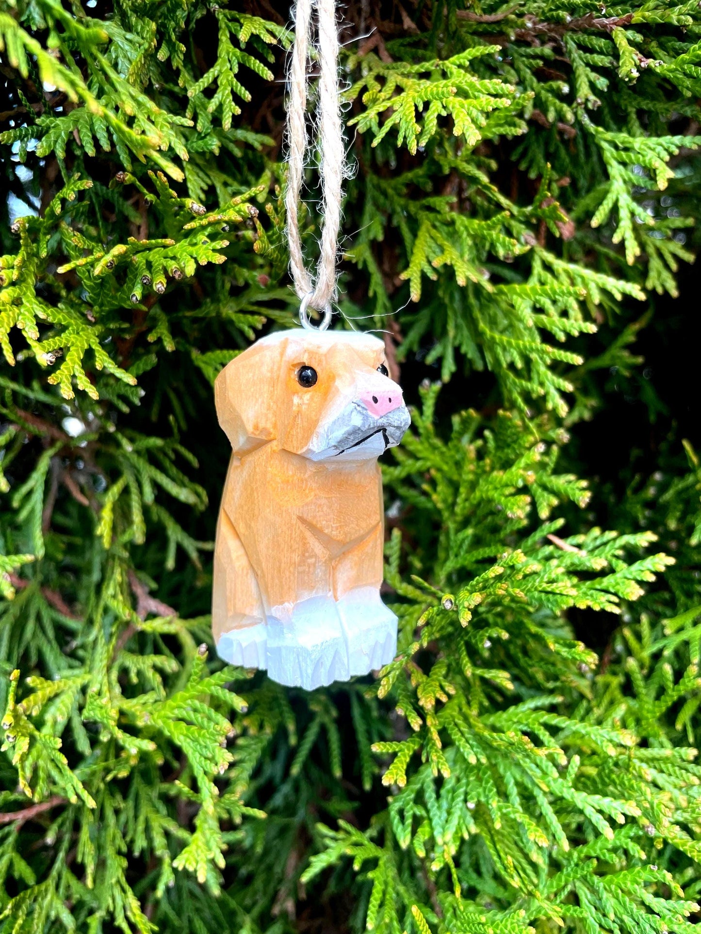 Labrador Retriever Wooden Ornament  Hanging Figurine | Hand Carved Dog Gift