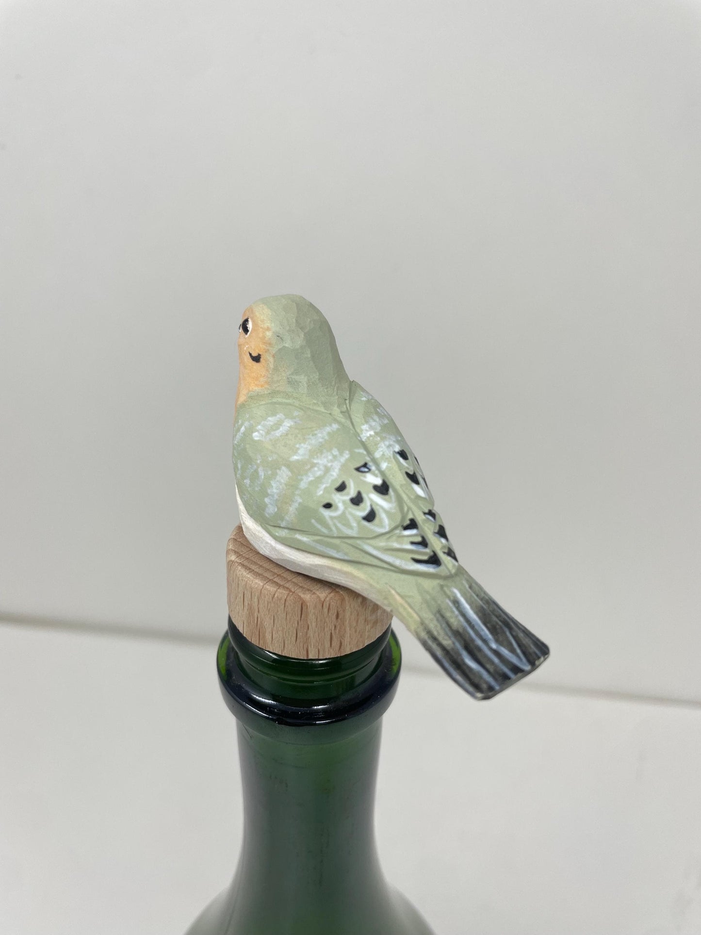 Handmade Mourning Dove Wine Stopper – Rustic Reusable Bottle Plug