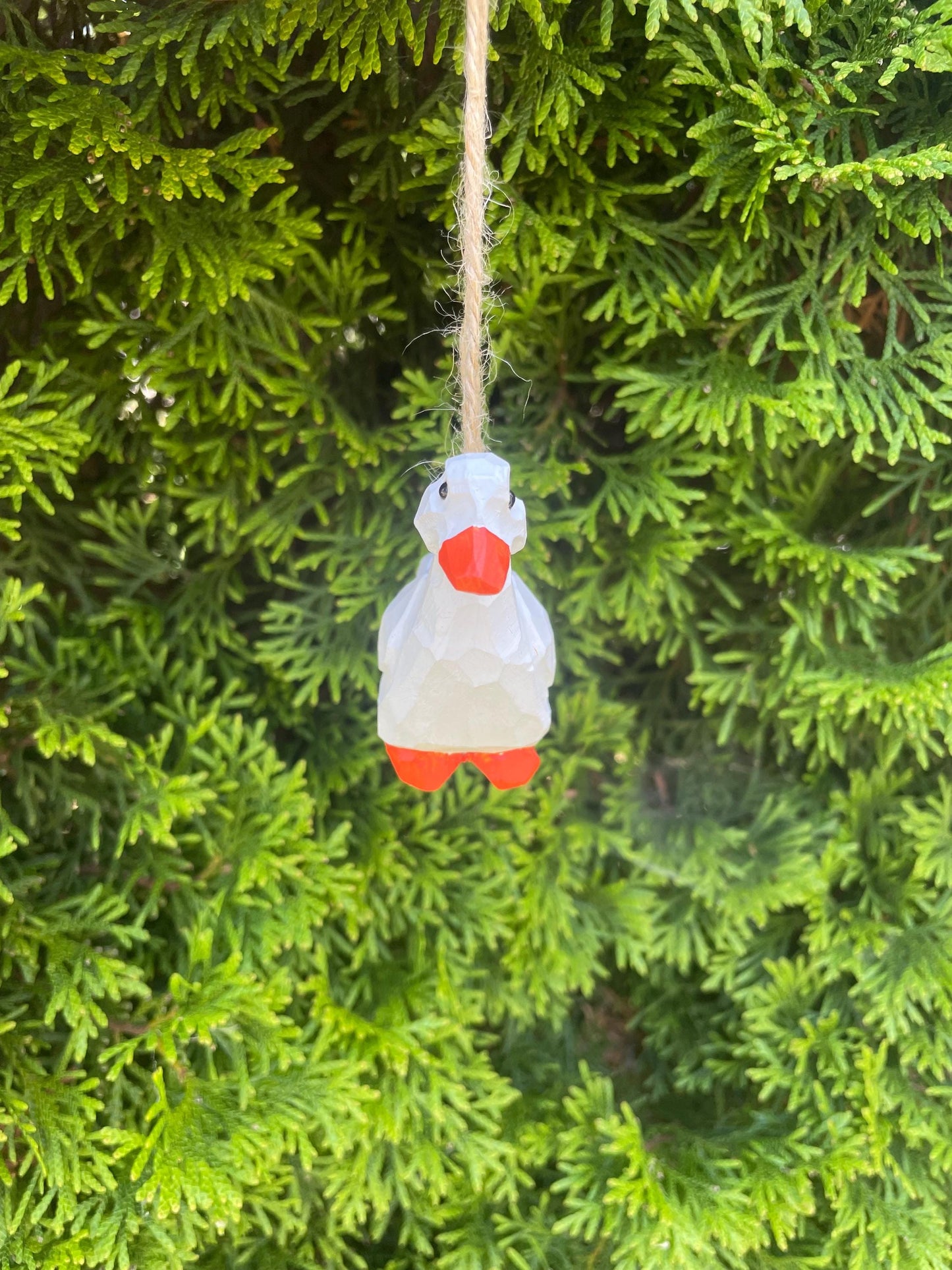 White Goose Wooden Ornament | Hand-Carved Bird Rustic Décor Gift