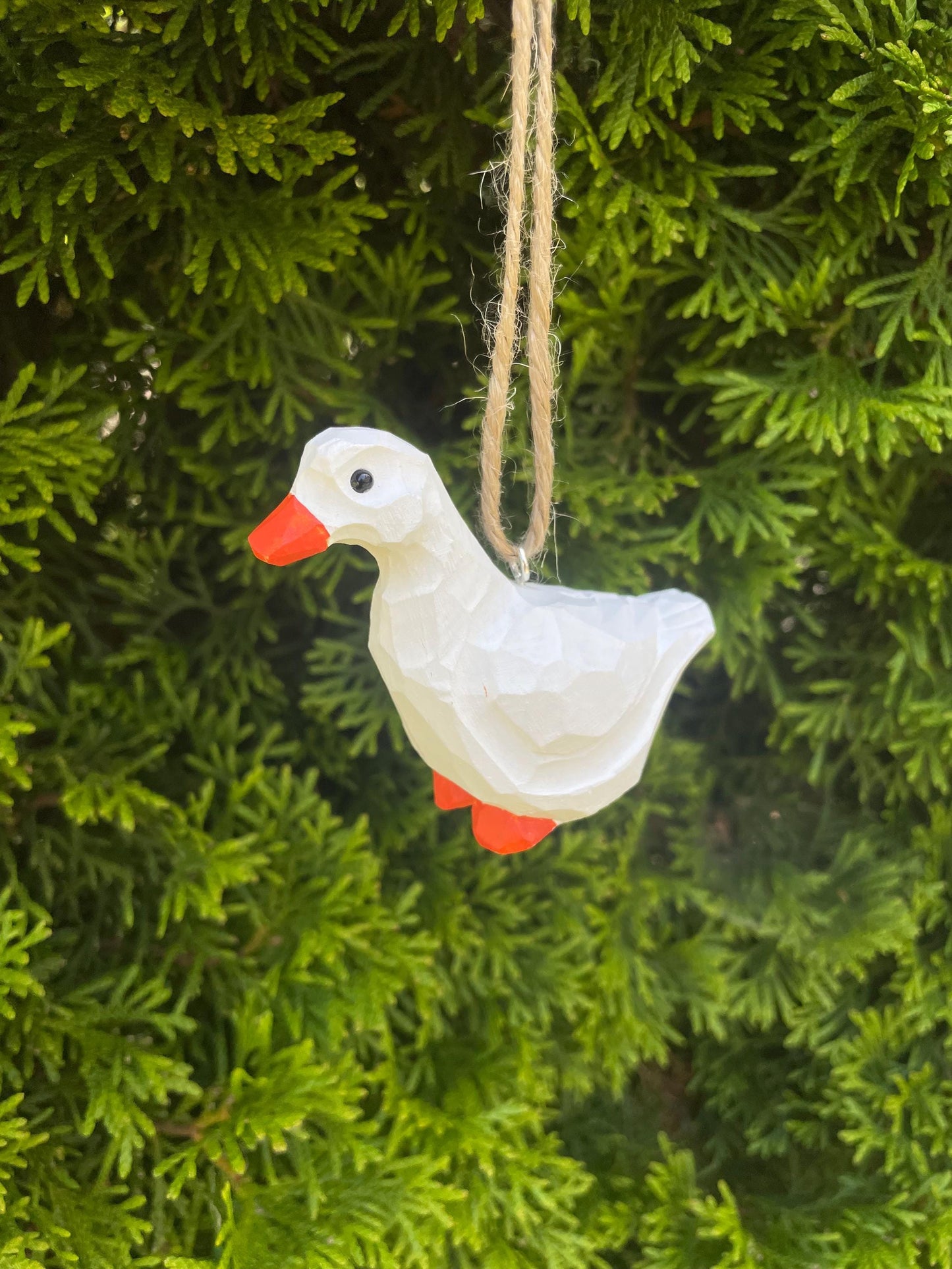 White Goose Wooden Ornament | Hand-Carved Bird Rustic Décor Gift