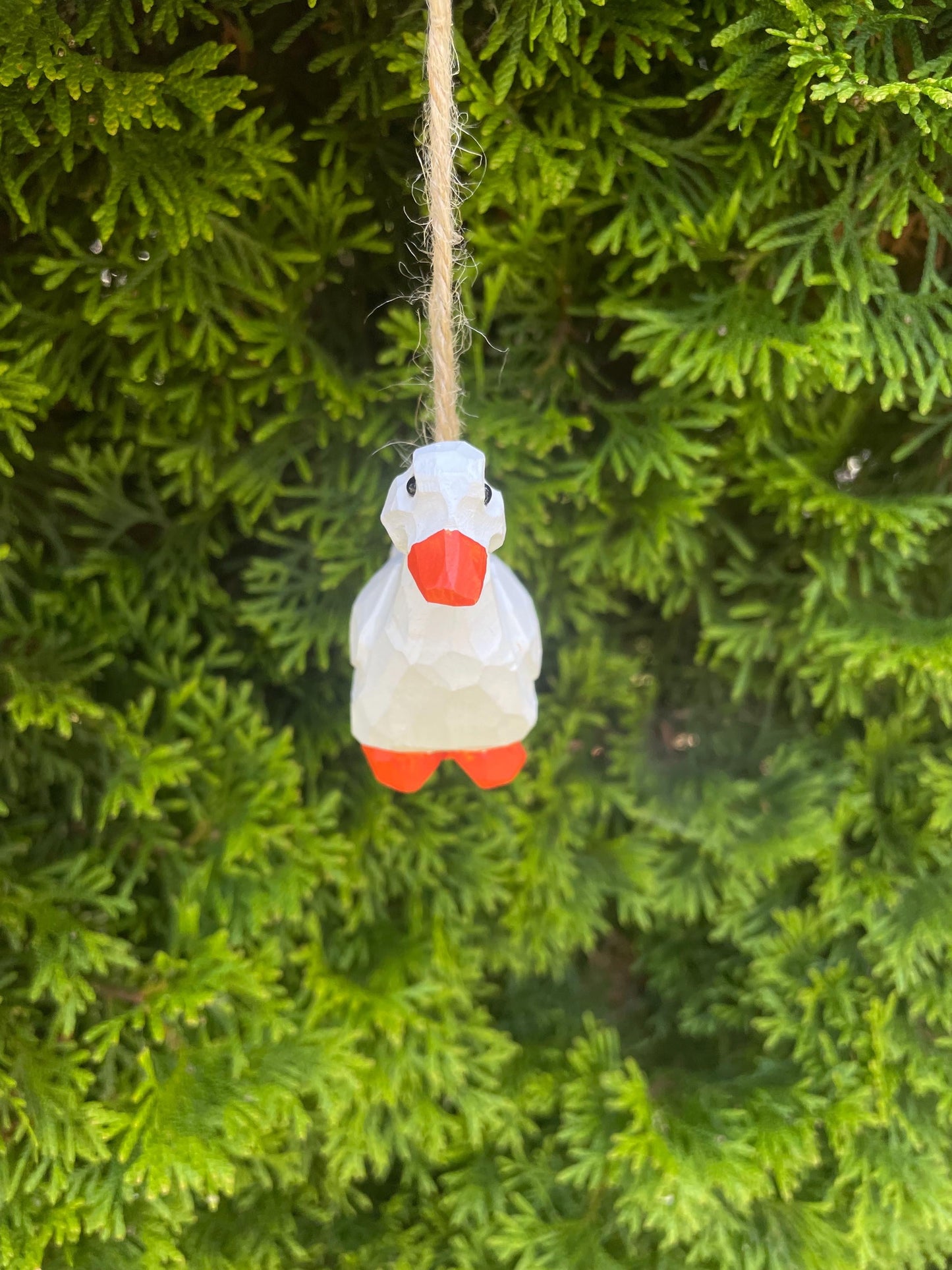 White Goose Wooden Ornament | Hand-Carved Bird Rustic Décor Gift