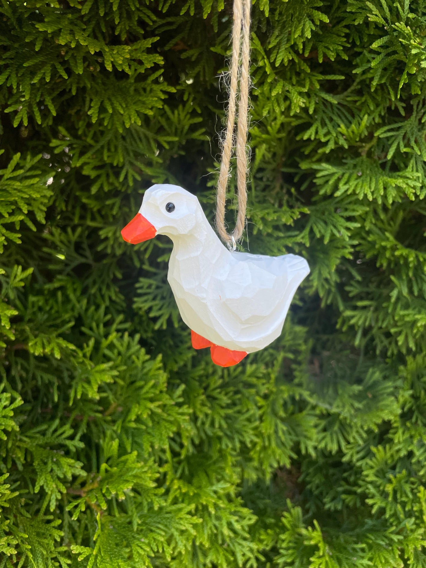 White Goose Wooden Ornament | Hand-Carved Bird Rustic Décor Gift