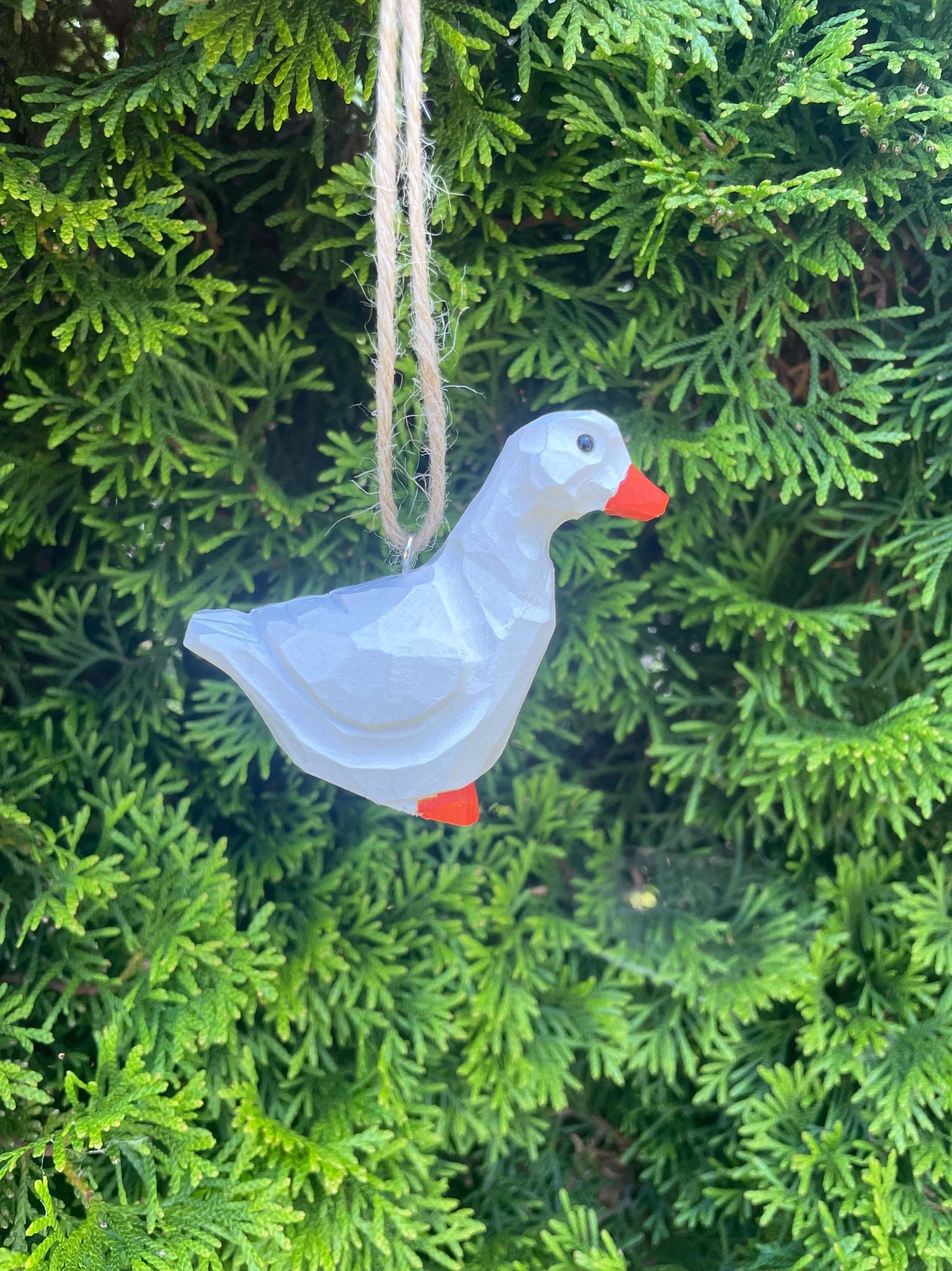 White Goose Wooden Ornament | Hand-Carved Bird Rustic Décor Gift